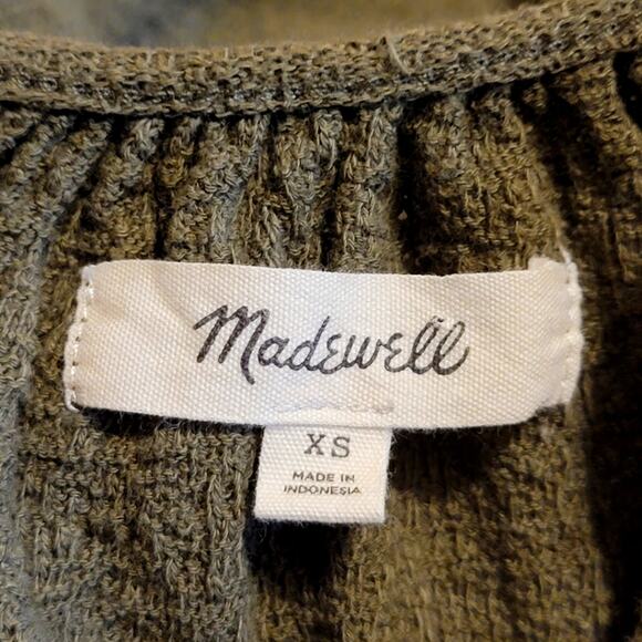 Madewell Texture & Thread Scoop Neck Short Sleeve Green Top Chic Casual  XS - Picture 10 of 12